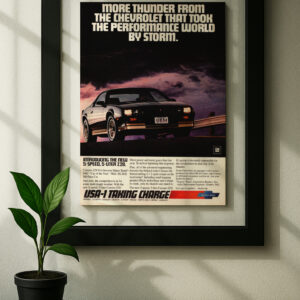 z28 3rd gen framed original ad in black floating frame on wall