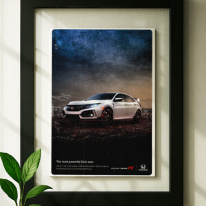 honda civic type r framed original ad in black floating frame on wall