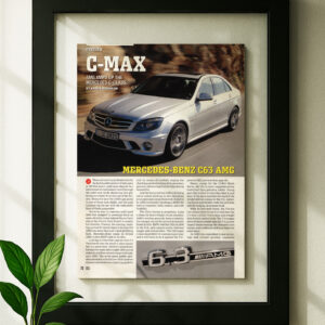 mercedes benz c63 framed original ad in black floating frame on wall
