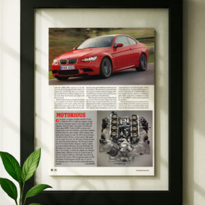 bmw m3 e90 framed original ad in black floating frame on wall