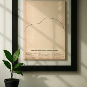 vw beetle bug framed original ad in black floating frame on wall