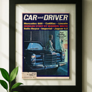 mercedes 600 framed original ad in black floating frame on wall