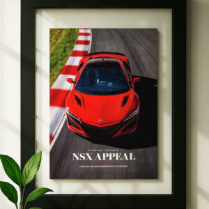 acura nsx framed original ad in black floating frame on wall