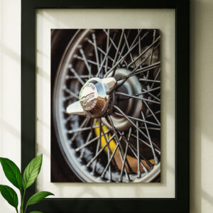 morgan six framed original ad in black floating frame on wall