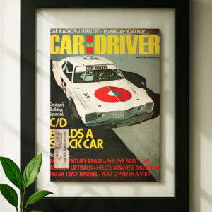 Dodge dart stock car framed original ad in black floating frame on wall