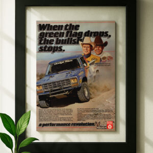 Dodge Ram Prerunner framed original ad in black floating frame on wall