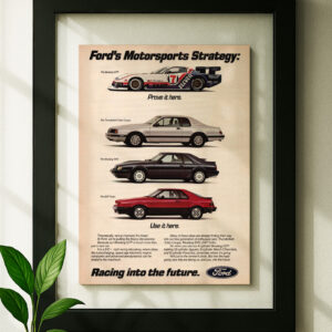 Ford racing gtp svo exp framed original ad in black floating frame on wall