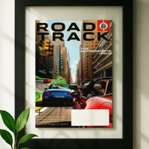 mazda mx-5 framed original ad in black floating frame on wall