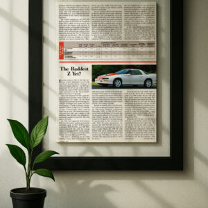 camaro 4th gen z28 framed original ad in black floating frame on wall