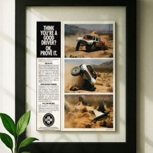 toyota trophy truck prerunner framed original ad in black floating frame on wall
