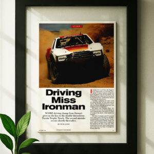 toyota trophy truck pre runner framed original ad in black floating frame on wall