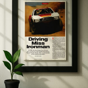 toyota trophy truck framed original ad in black floating frame on wall