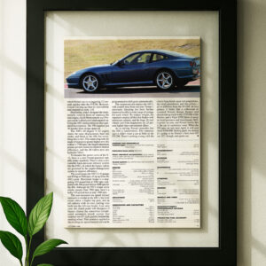 ferrari 550 maranello framed original ad in black floating frame on wall