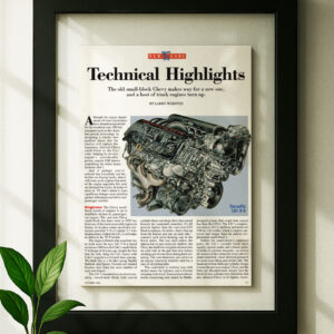 LS1 v8 framed original ad in black floating frame on wall