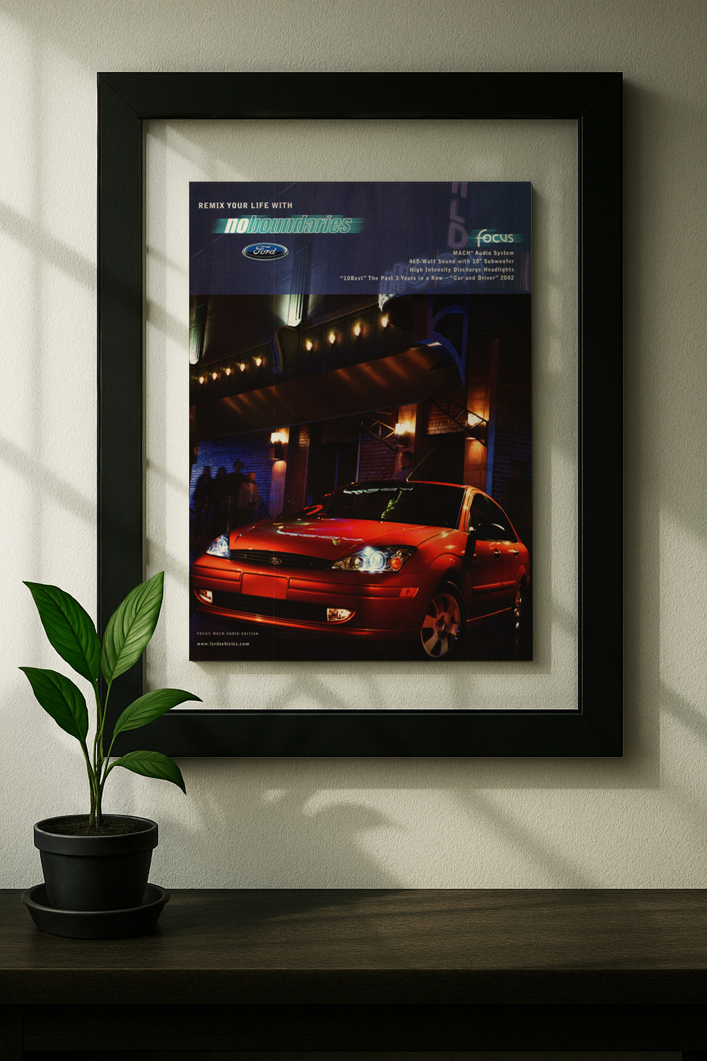 ford focus 2003 original ad in floating frame on wall