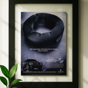 mercury marauder original ad in floating frame on wall