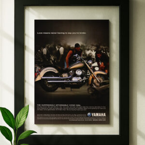 yamaha v star 1100 original ad in floating frame on wall