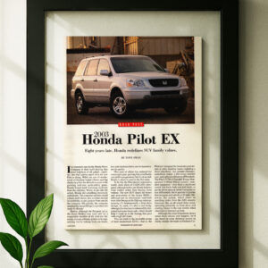 honda pilot original ad in floating frame on wall