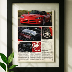dodge viper srt10 original ad in floating frame on wall