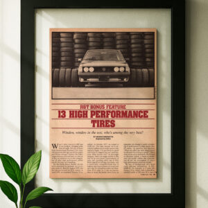 VW Scirocco framed original ad in black floating frame on wall