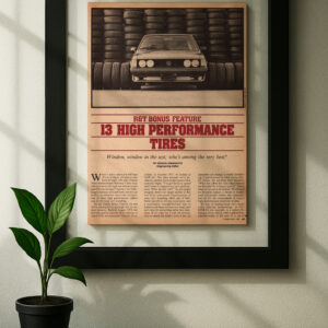 scirocco framed original ad in black floating frame on wall