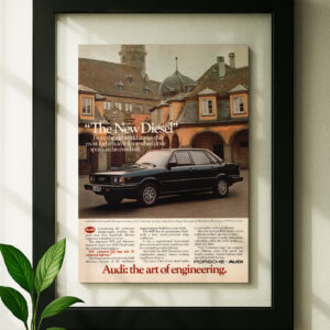 audi diesel 4000s framed original ad in black floating frame on wall