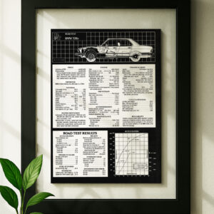 bmw e28 framed original ad in black floating frame on wall