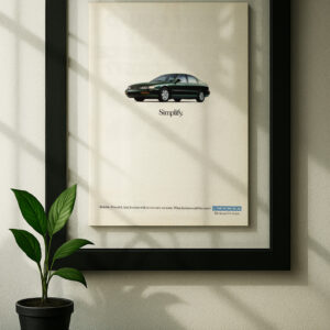 honda accord v6 framed original ad in black floating frame on wall