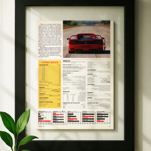 ferrari f50 framed original ad in black floating frame on wall