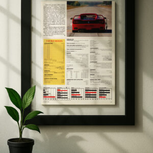 ferrar f50 framed original ad in black floating frame on wall