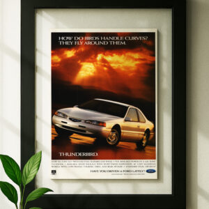 Ford Thunderbird 1988 framed original ad in black floating frame on wall