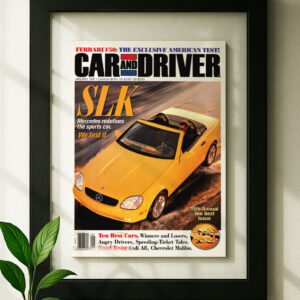 mercedes slk 1998 framed original ad in black floating frame on wall